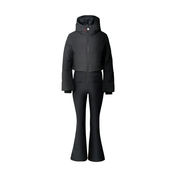 Perfect Moment Polar Flare Down Ski Suit in Black | Jumpsuit | Coveti