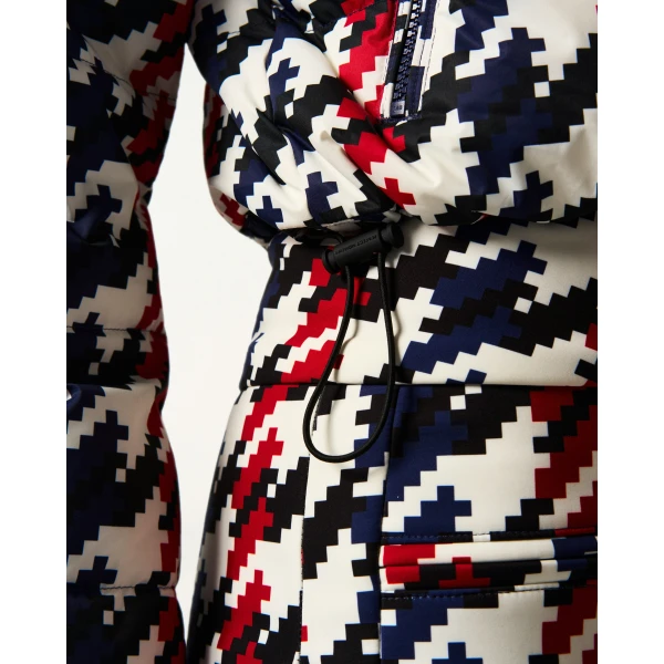 Perfect Moment Polar Flare Down Ski Suit in Houndstooth, view 4 | Jumpsuit | Coveti