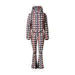 Perfect Moment Polar Flare Down Ski Suit in Houndstooth | Jumpsuit | Coveti
