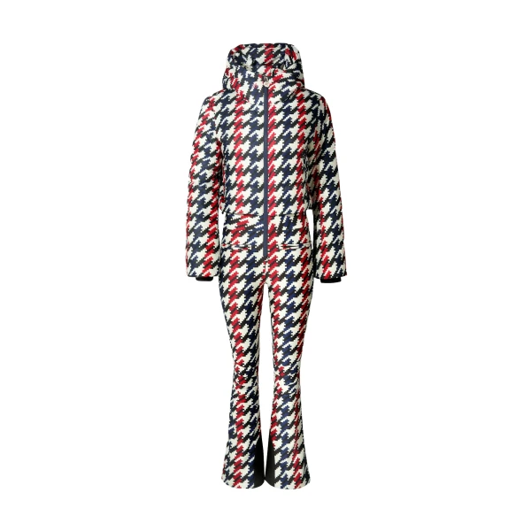 Perfect Moment Polar Flare Down Ski Suit in Houndstooth | Jumpsuit | Coveti