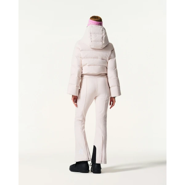 Perfect Moment Polar Flare Down Ski Suit in Oyster Pink, view 3 | Jumpsuit | Coveti