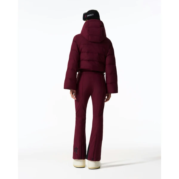 Perfect Moment Polar Flare Down Ski Suit in Wine, view 3 | Jumpsuit | Coveti