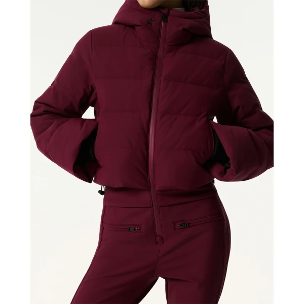 Perfect Moment Polar Flare Down Ski Suit in Wine, view 4 | Jumpsuit | Coveti