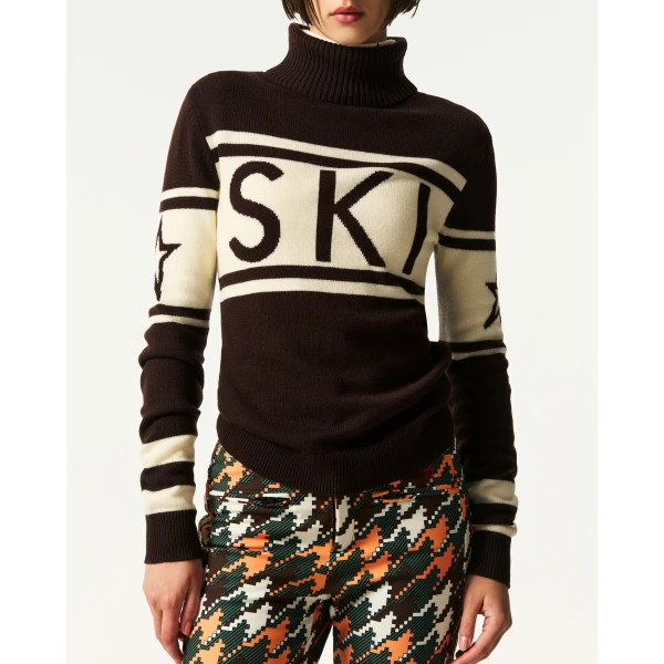Perfect Moment Schild Merino Wool Sweater in Brown, view 3 | Sweaters | Coveti