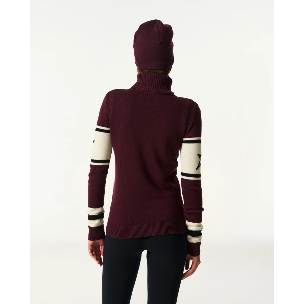 Perfect Moment Schild Merino Wool Sweater in Burgundy, view 4 | Sweaters | Coveti
