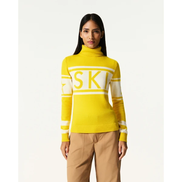 Perfect Moment Schild Merino Wool Sweater in Diamond Yellow, view 3 | Sweaters | Coveti