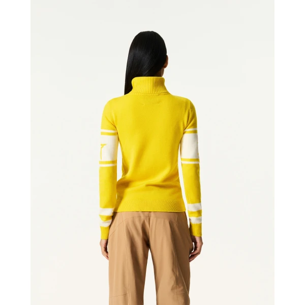Perfect Moment Schild Merino Wool Sweater in Diamond Yellow, view 5 | Sweaters | Coveti