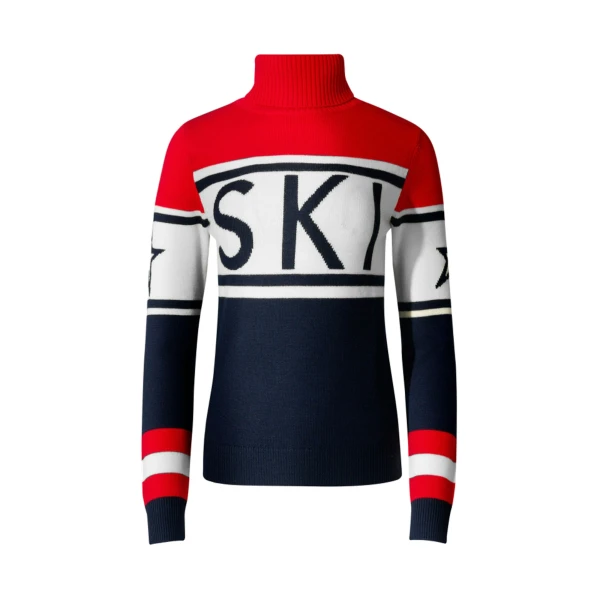 Schild Merino Wool Sweater in Navy & Red