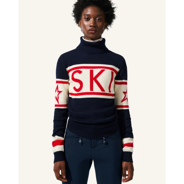 Perfect Moment Schild Merino Wool Sweater in Navy, view 2 | Sweaters | Coveti