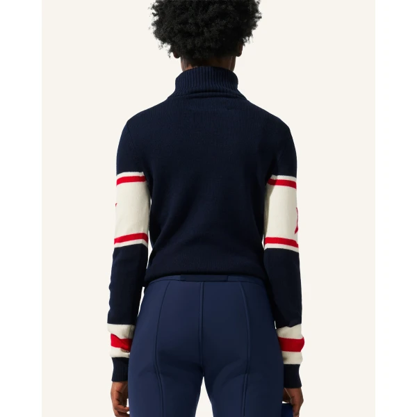 Perfect Moment Schild Merino Wool Sweater in Navy, view 3 | Sweaters | Coveti