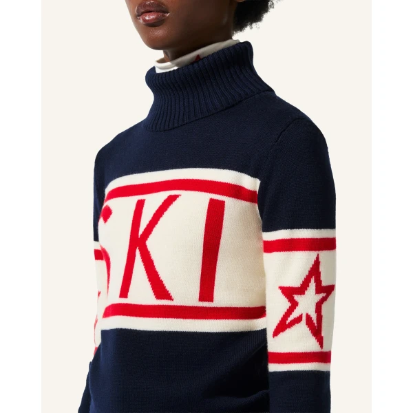 Perfect Moment Schild Merino Wool Sweater in Navy, view 4 | Sweaters | Coveti