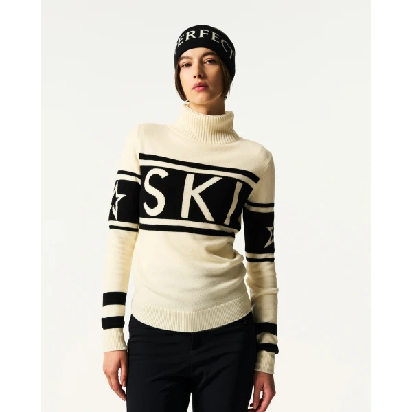 Perfect Moment Schild Merino Wool Sweater in White, view 3 | Sweaters | Coveti