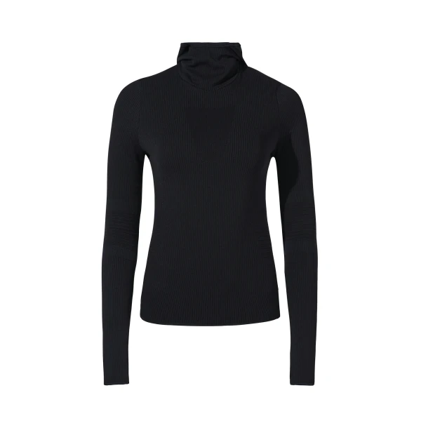 Perfect Moment Seamless Hooded Base Layer Top in Black | Long Sleeve | Coveti