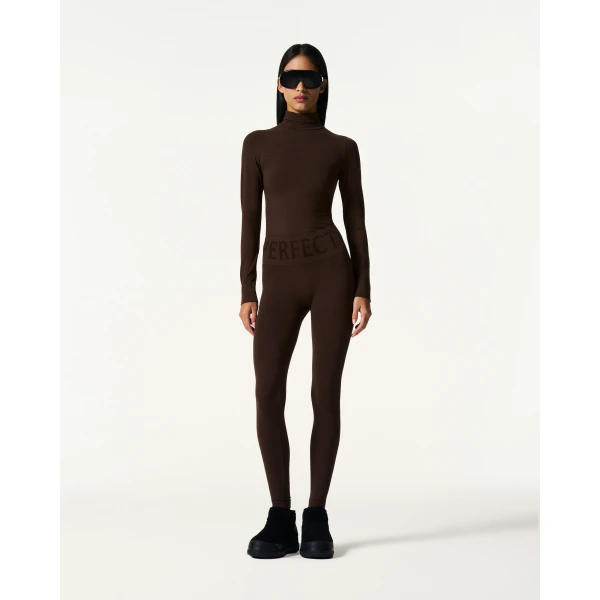 Perfect Moment Seamless Thermal Legging in Brown, view 2 | Leggings | Coveti