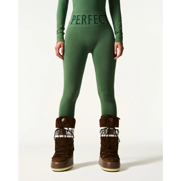 Perfect Moment Seamless Thermal Legging in Dark Green, view 3 | Leggings | Coveti