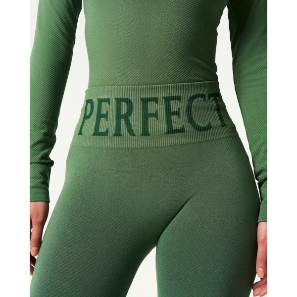 Perfect Moment Seamless Thermal Legging in Dark Green, view 6 | Leggings | Coveti