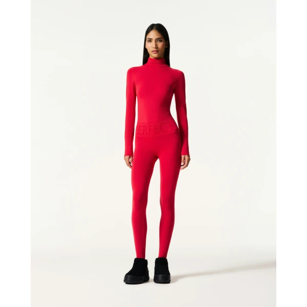 Perfect Moment Seamless Thermal Legging in Red, view 2 | Leggings | Coveti
