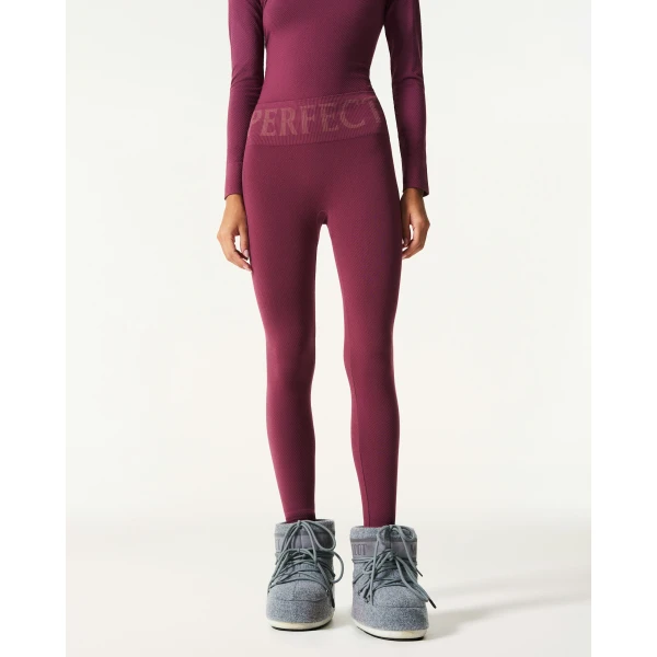Perfect Moment Seamless Thermal Legging in Wine, view 3 | Leggings | Coveti