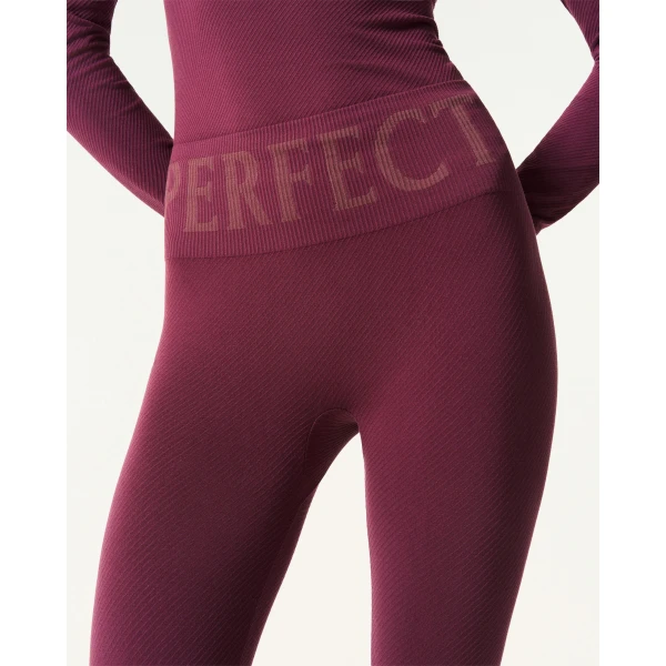 Perfect Moment Seamless Thermal Legging in Wine, view 4 | Leggings | Coveti