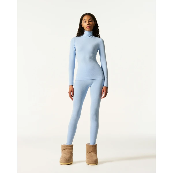 Perfect Moment Seamless Thermal Top in Bluebird Blue, view 2 | Long Sleeve | Coveti