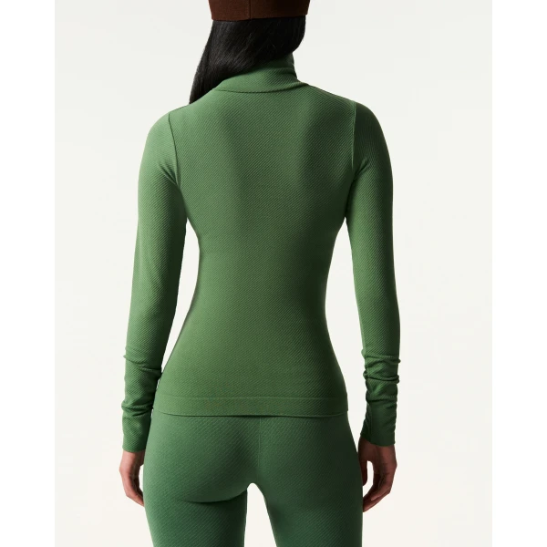 Perfect Moment Seamless Thermal Top in Dark Green, view 4 | Long Sleeve | Coveti