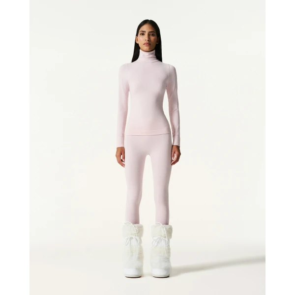 Perfect Moment Seamless Thermal Top in Oyster Pink, view 2 | Long Sleeve | Coveti