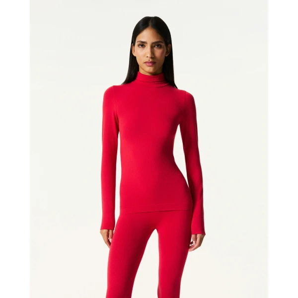 Perfect Moment Seamless Thermal Top in Red, view 3 | Long Sleeve | Coveti
