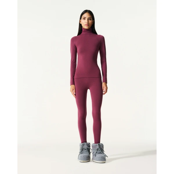 Perfect Moment Seamless Thermal Top in Wine, view 2 | Long Sleeve | Coveti