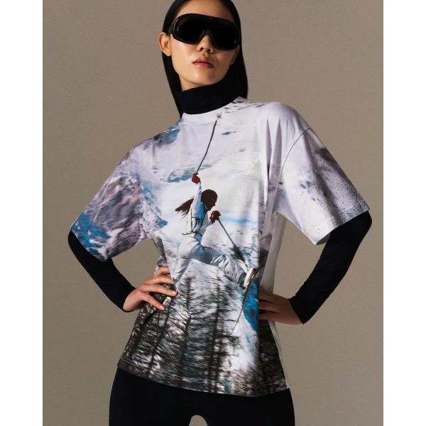 Perfect Moment Sloan Printed Tee in White, view 2 | T-shirts | Coveti
