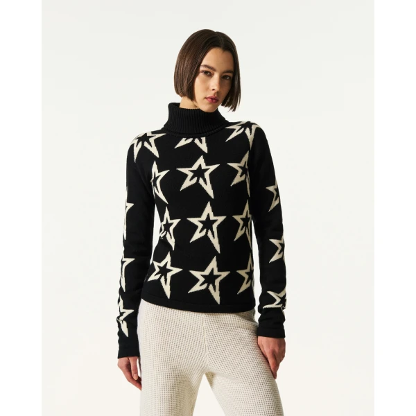 Perfect Moment Star Dust Merino Wool Sweater in Black, view 3 | Sweaters | Coveti