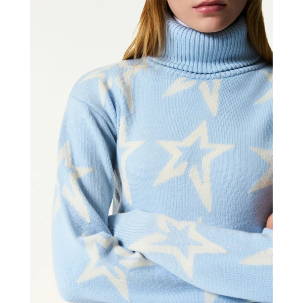 Perfect Moment Star Dust Merino Wool Sweater in Cloud Blue, view 4 | Sweaters | Coveti