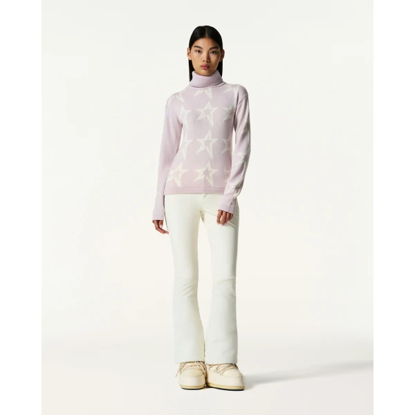 Perfect Moment Star Dust Merino Wool Sweater in Oyster Pink, view 2 | Sweaters | Coveti