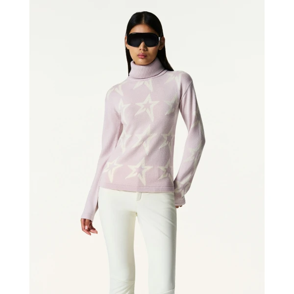 Perfect Moment Star Dust Merino Wool Sweater in Oyster Pink, view 3 | Sweaters | Coveti