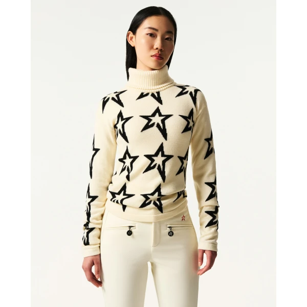 Perfect Moment Star Dust Merino Wool Sweater in White, view 3 | Sweaters | Coveti