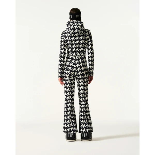 Perfect Moment Tignes Ski Suit in Black and White Houndstooth, view 3 | Jumpsuit | Coveti