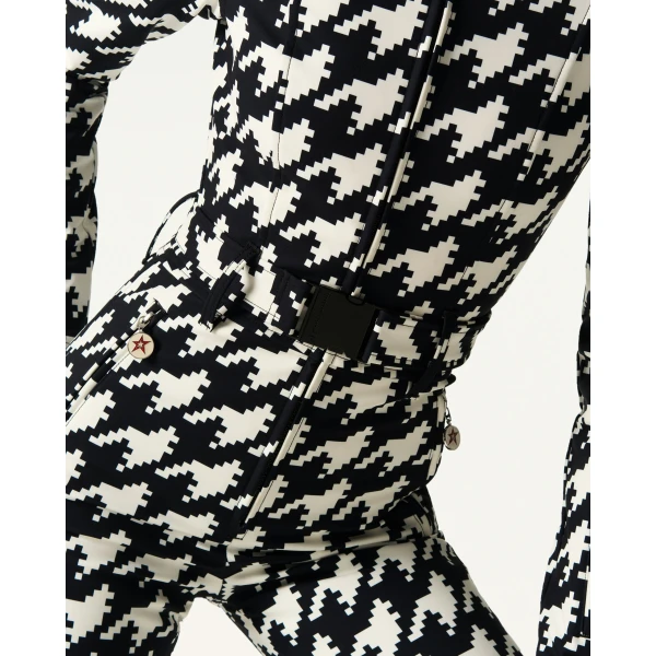 Perfect Moment Tignes Ski Suit in Black and White Houndstooth, view 6 | Jumpsuit | Coveti