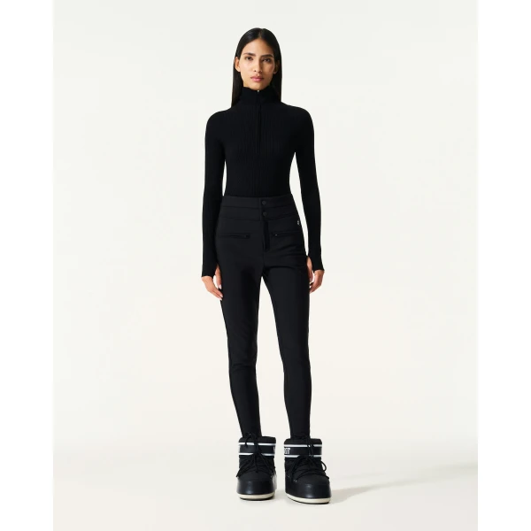 Perfect Moment Wool Blend Base Layer Bodysuit in Black, view 2 | Bodysuit | Coveti