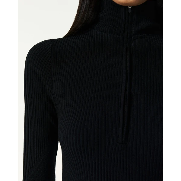 Perfect Moment Wool Blend Base Layer Bodysuit in Black, view 4 | Bodysuit | Coveti