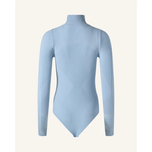 Perfect Moment Wool Blend Base Layer Bodysuit in Cloud Blue, view 6 | Bodysuit | Coveti