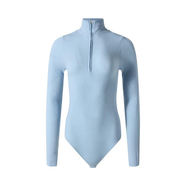 Perfect Moment Wool Blend Base Layer Bodysuit in Cloud Blue | Bodysuit | Coveti
