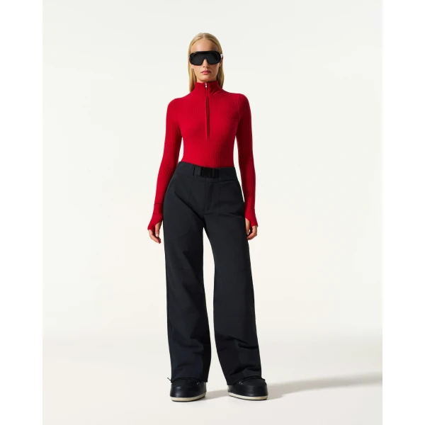 Perfect Moment Wool Blend Base Layer Bodysuit in Red, view 2 | Bodysuit | Coveti