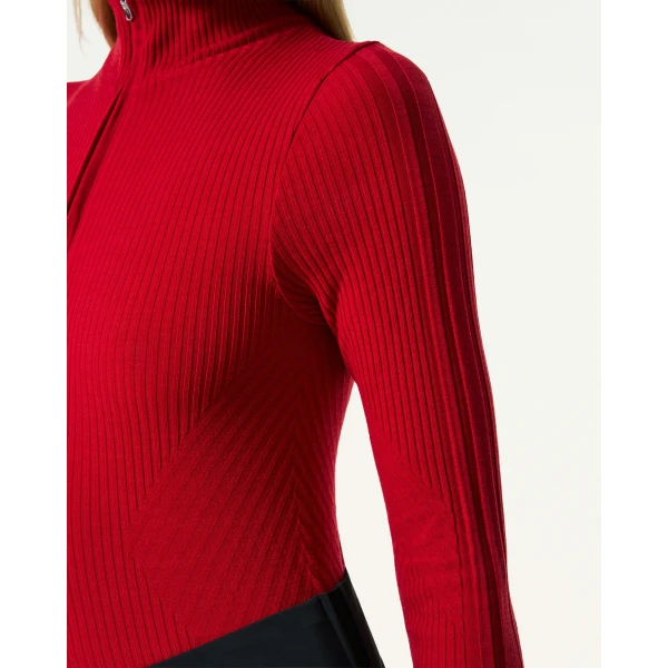 Perfect Moment Wool Blend Base Layer Bodysuit in Red, view 6 | Bodysuit | Coveti