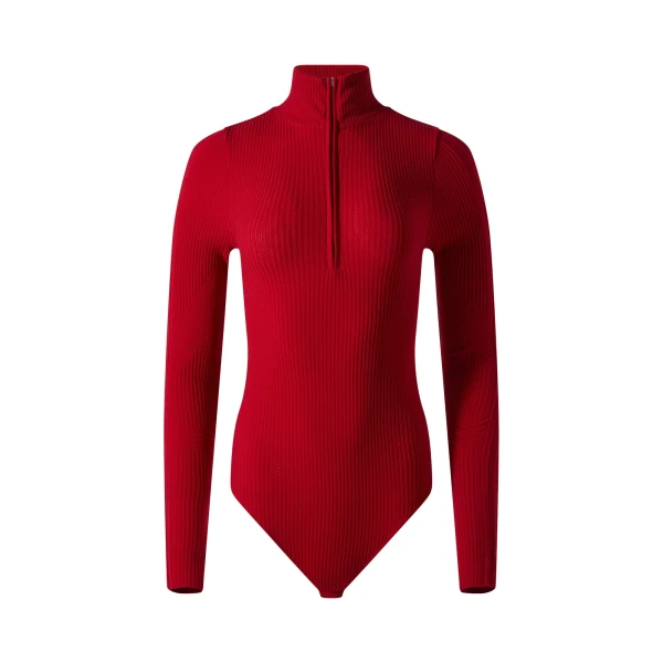 Perfect Moment Wool Blend Base Layer Bodysuit in Red | Bodysuit | Coveti