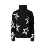 Perfect Moment Wool Cable Star Turtleneck Sweater in Black | Turtlenecks | Coveti
