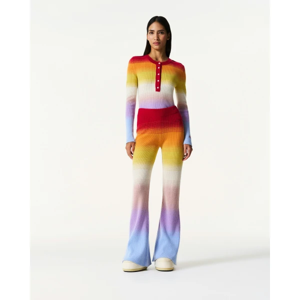 Perfect Moment Wool & Cashmere Rainbow Knit Pant in Rainbow, view 2 | Pants | Coveti