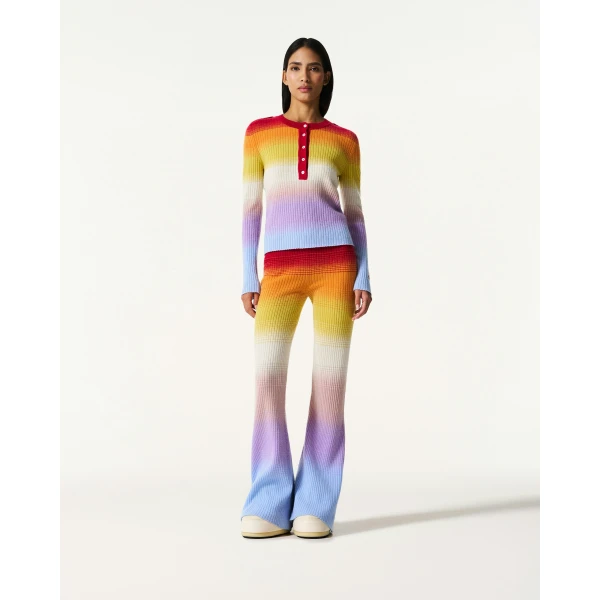 Perfect Moment Wool & Cashmere Rainbow Knit Top in Rainbow, view 2 | Sweaters | Coveti