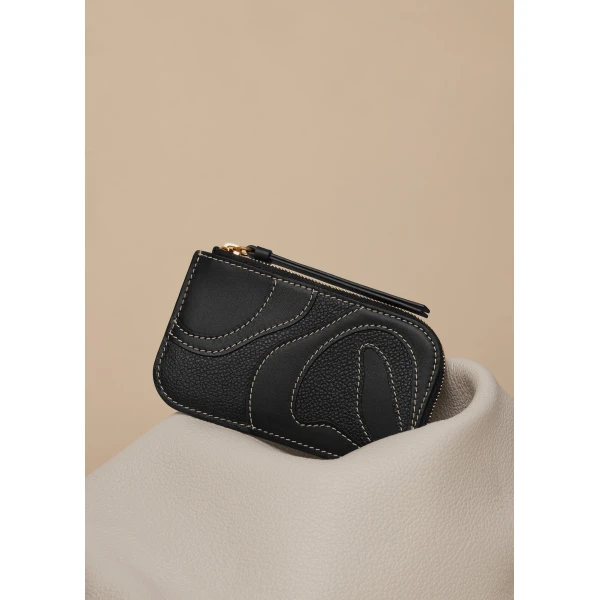 Polène Atla Card Holder in Duo Black, view 2 | Wallets & Purses | Coveti