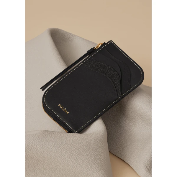 Polène Atla Card Holder in Duo Black, view 3 | Wallets & Purses | Coveti