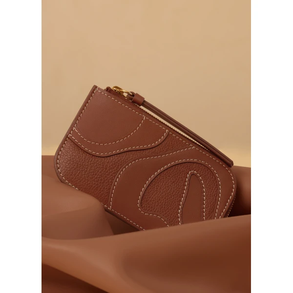 Polène Atla Card Holder in Duo Cognac, view 2 | Wallets & Purses | Coveti