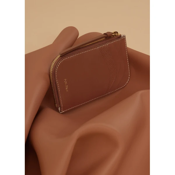 Polène Atla Card Holder in Duo Cognac, view 3 | Wallets & Purses | Coveti